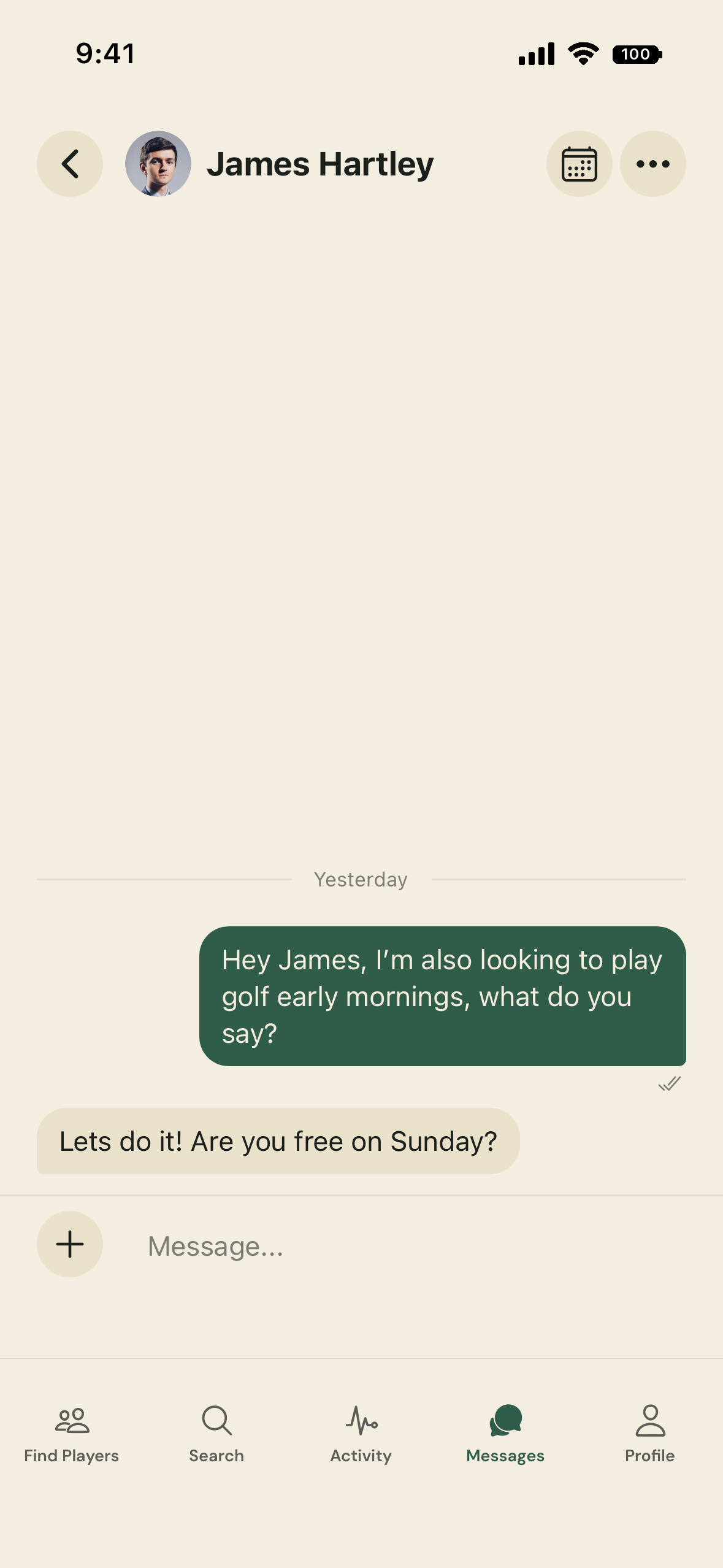 Messages screen