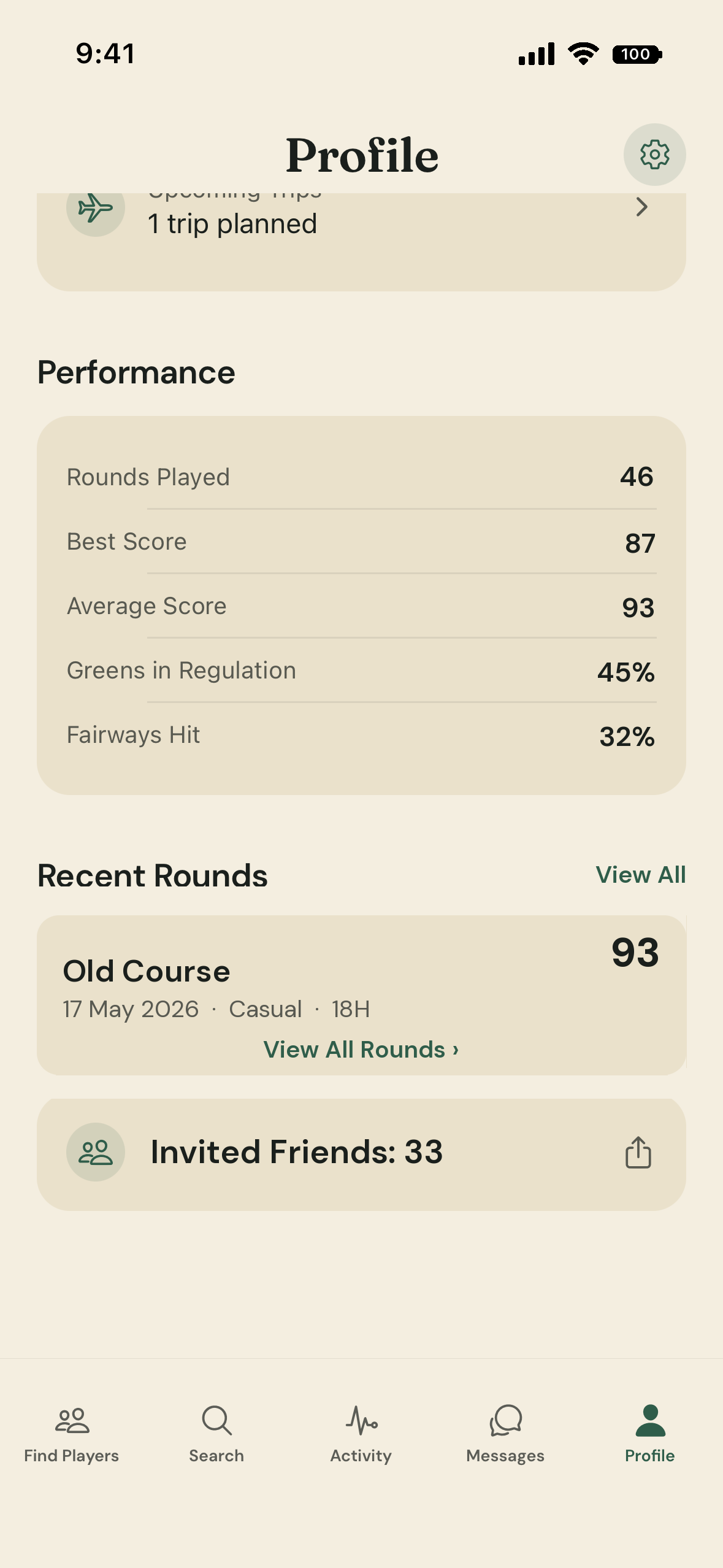 Stats screen