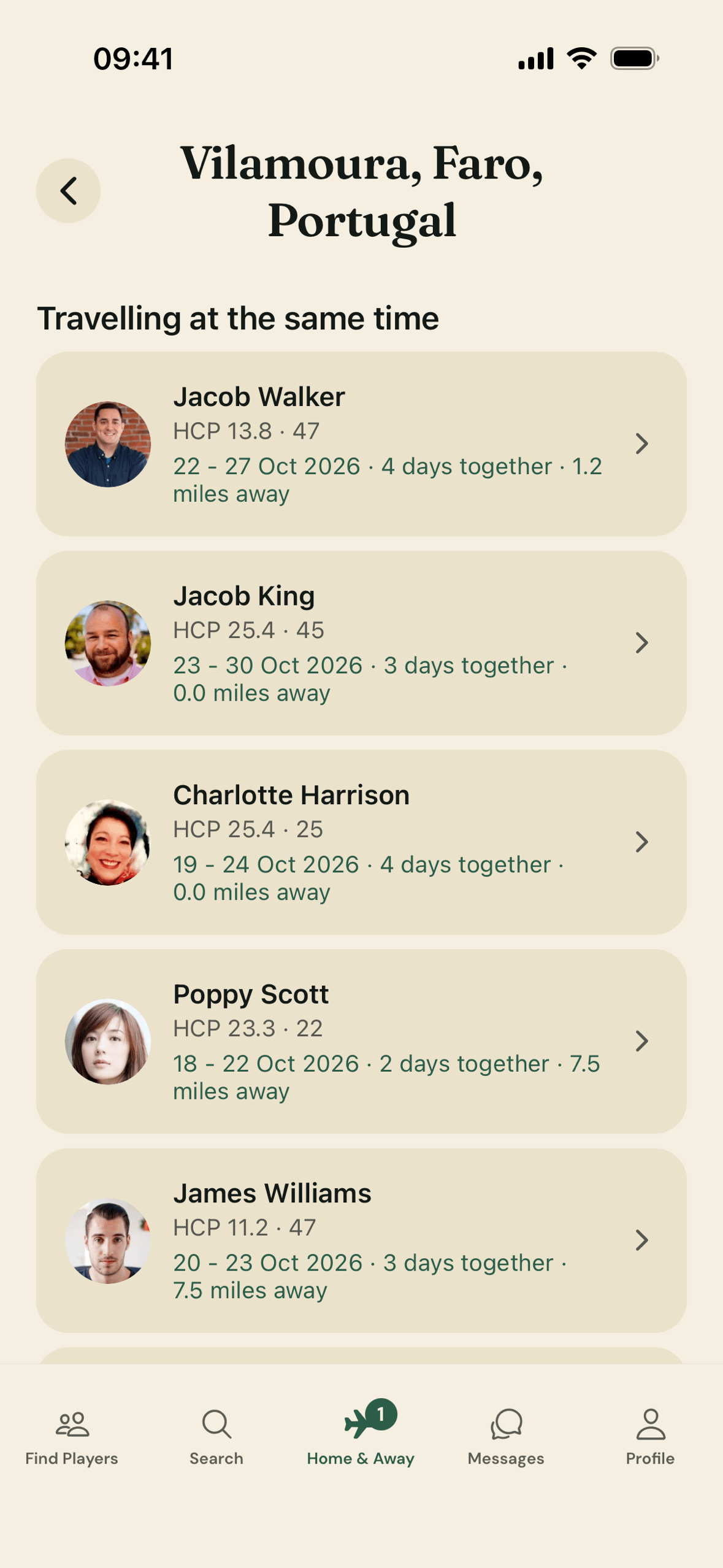 Trip matches screen